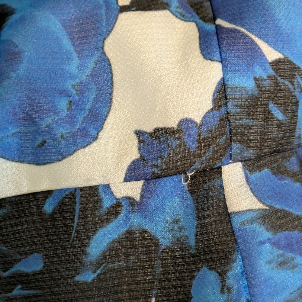 NWT Adrianna Papell One Shoulder Floral Dress Size 14 Royal Ivory Blue MSRP $229 - Picture 14 of 15
